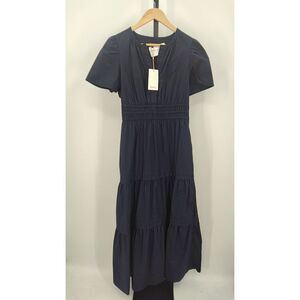 Quince Navy Blue Tiered Dress